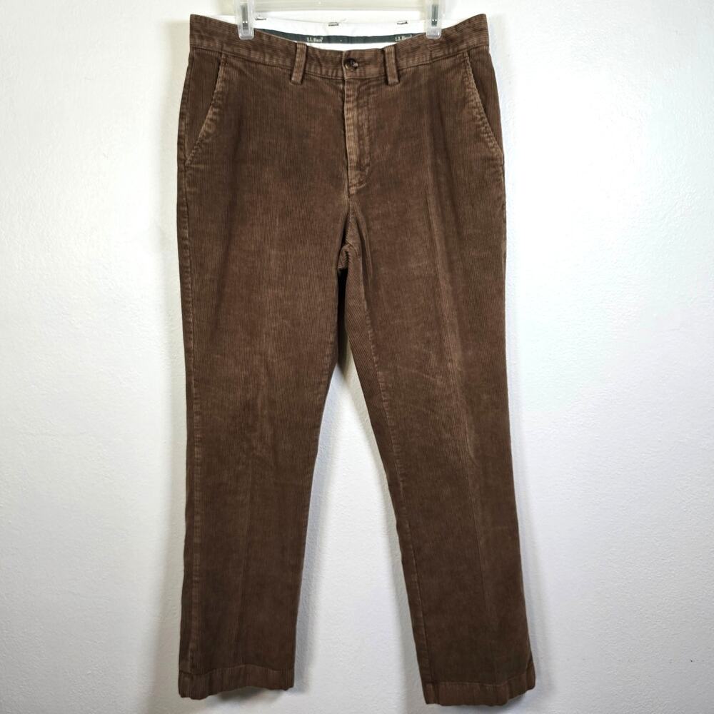 L.L.Bean Standard Fit Corduroy Pants Mens 34X30 Brown Traditional Classic Casual